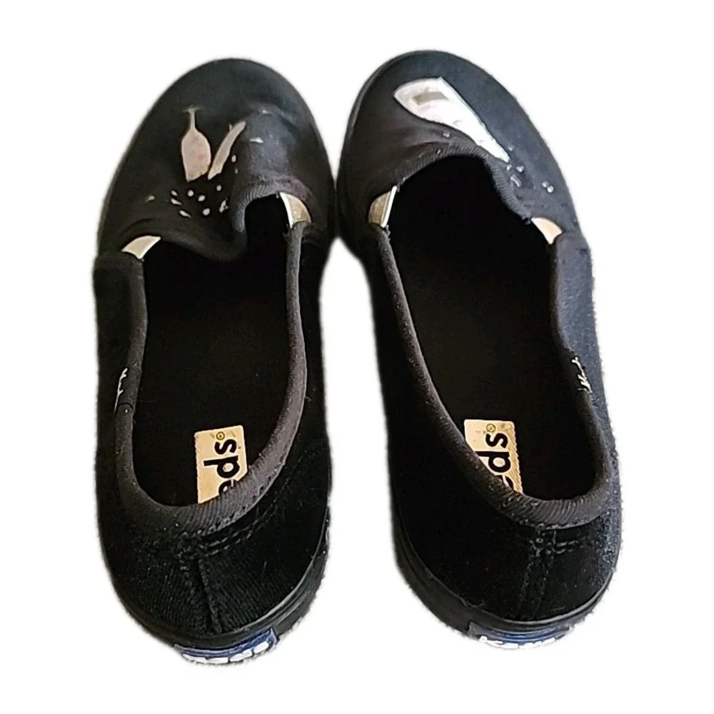 Keds Double Decker Velvet Cheers Slip On‎ Sneakers Black Women's 8